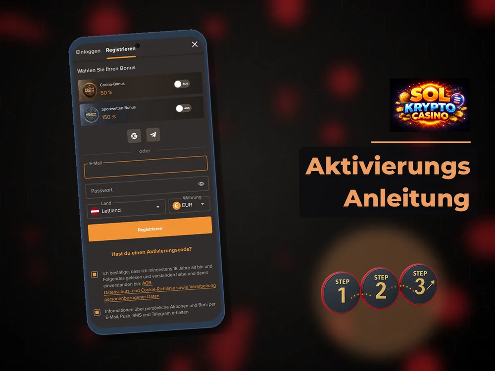 Sol Casino - Aktivierungs Anleitung