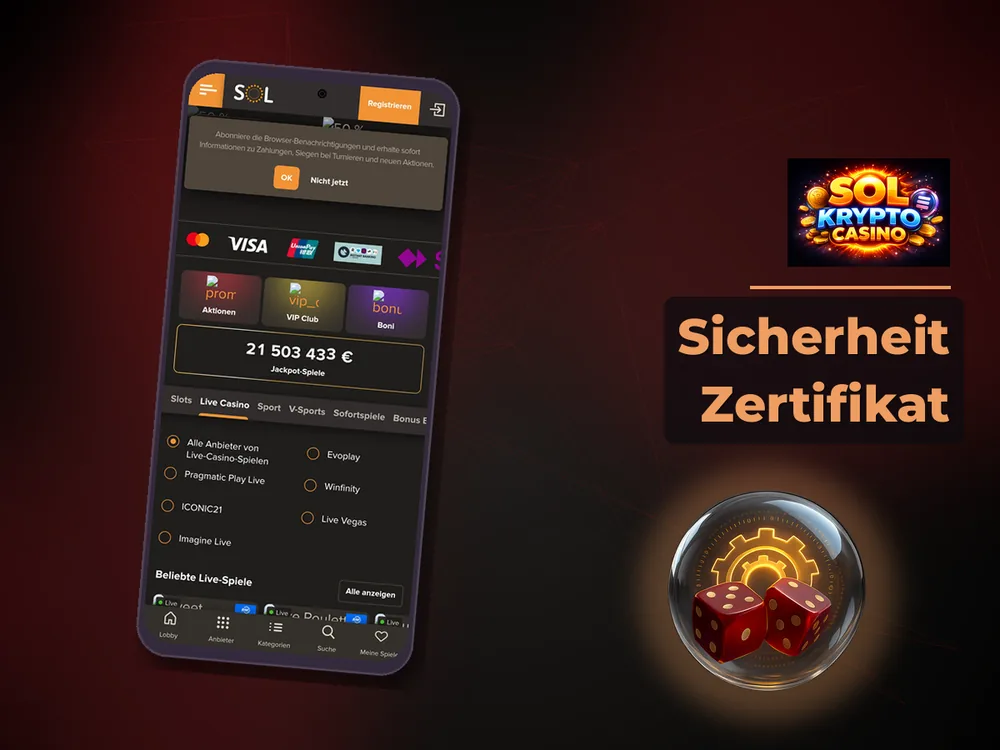 Sol Casino - Sicherheit Zertifikat