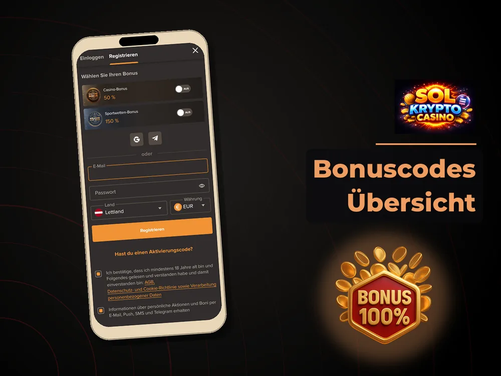 Sol Casino - Bonuscodes Übersicht