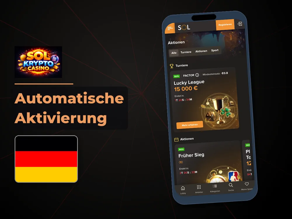 Sol Casino - Automatische Aktivierung