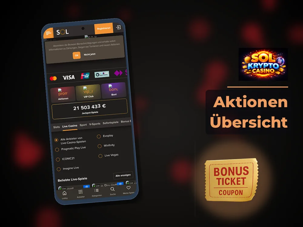 Sol Casino - Aktionen Übersicht