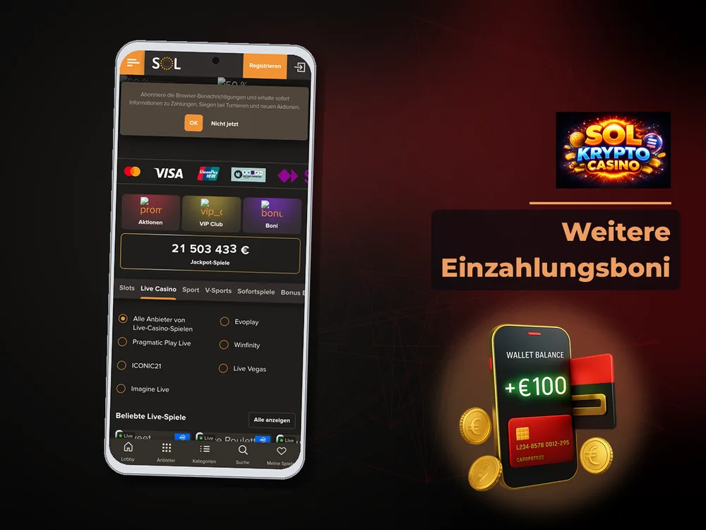 Sol Casino - Weitere Einzahlungsboni