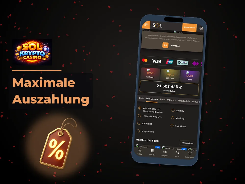 Sol Casino - Maximale Auszahlung