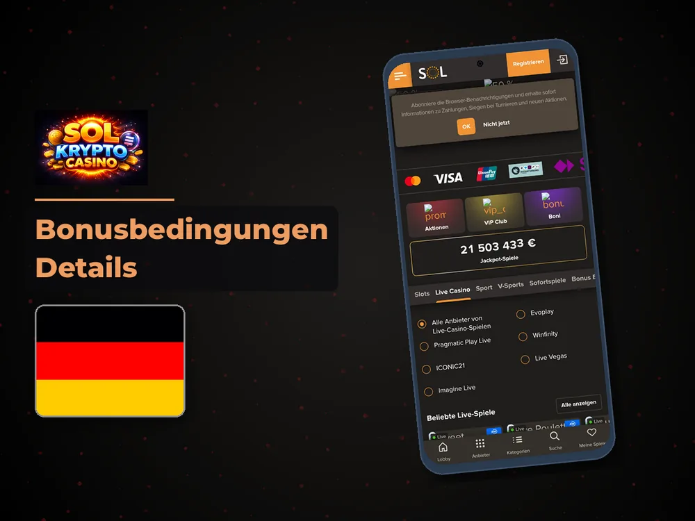 Sol Casino - Bonusbedingungen Details