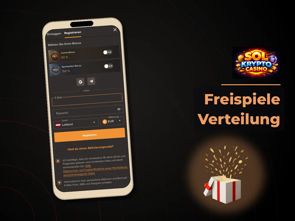 Sol Casino - Freispiele Verteilung