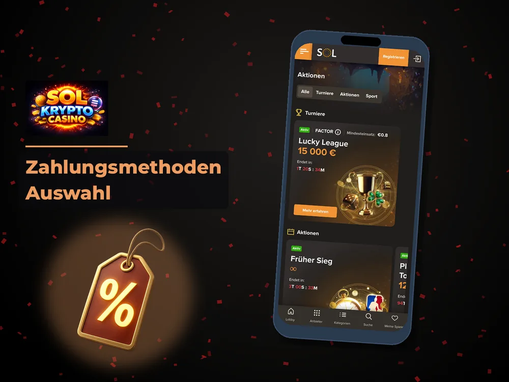 Sol Casino - Zahlungsmethoden Auswahl