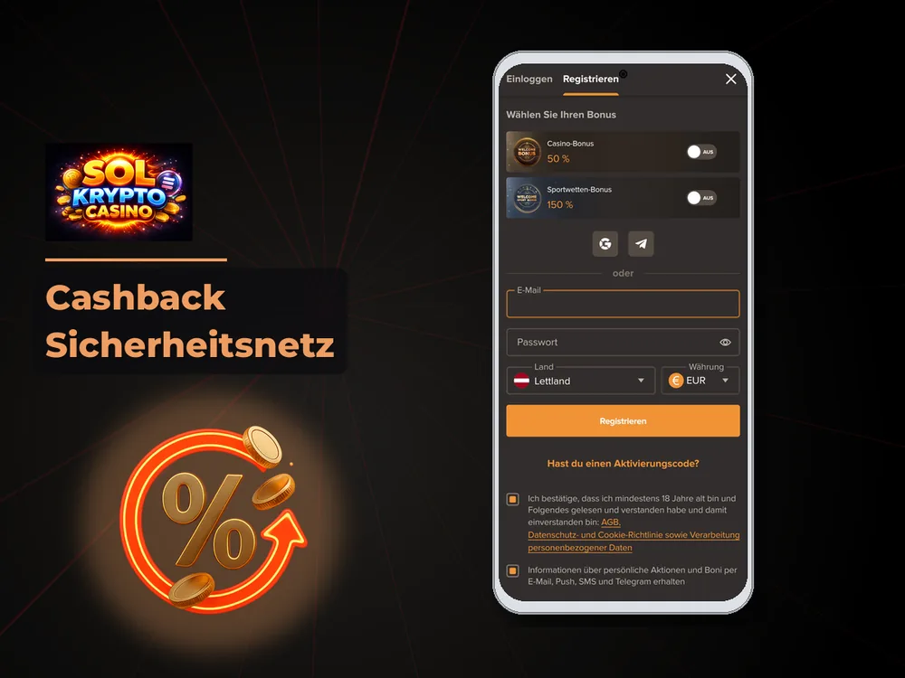 Sol Casino - Cashback Sicherheitsnetz