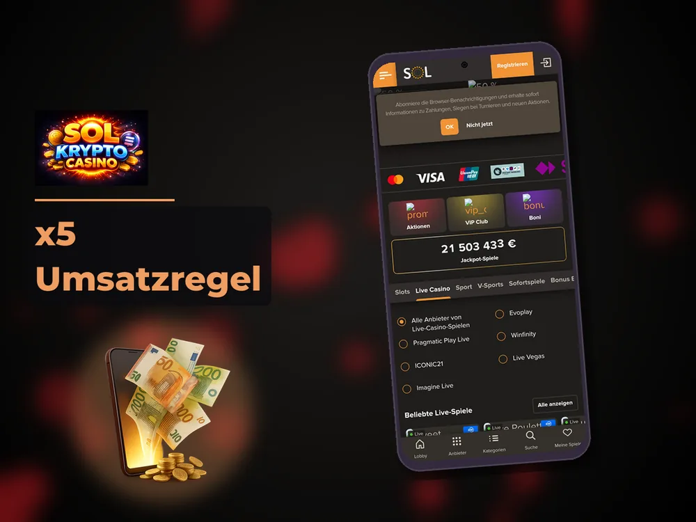 Sol Casino - x5 Umsatzregel