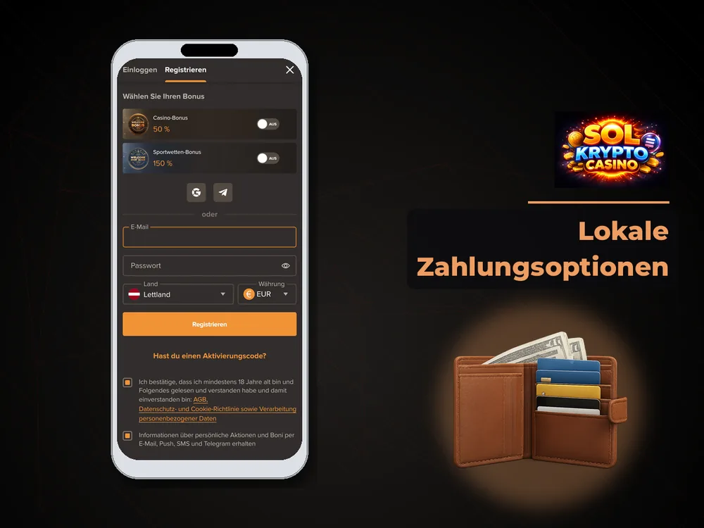 Sol Casino - Lokale Zahlungsoptionen