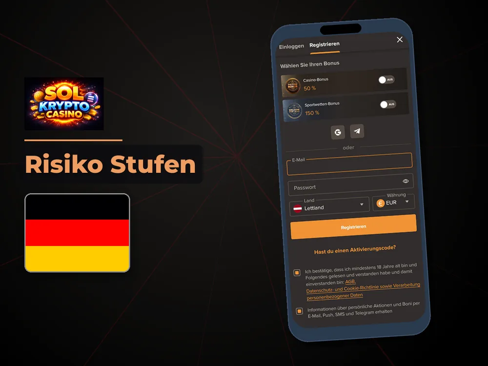Sol Casino - Risiko Stufen