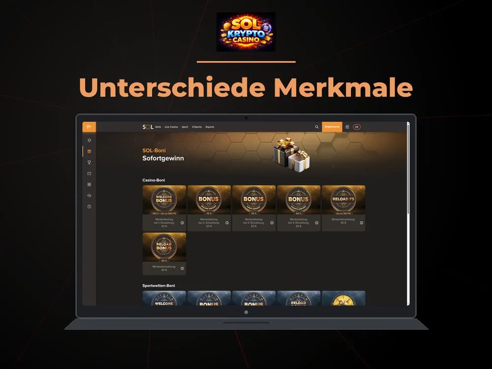 Sol Casino - Unterschiede Merkmale
