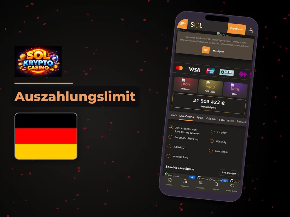 Sol Casino - Auszahlungslimit