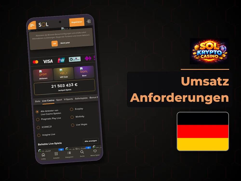 Sol Casino - Umsatz Anforderungen