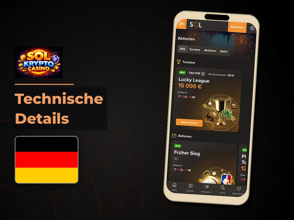 Sol Casino - Technische Details