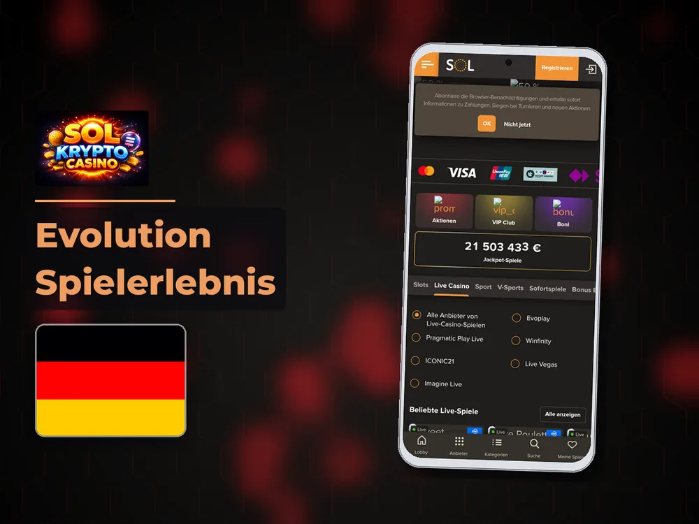 Sol Casino - Evolution Spielerlebnis