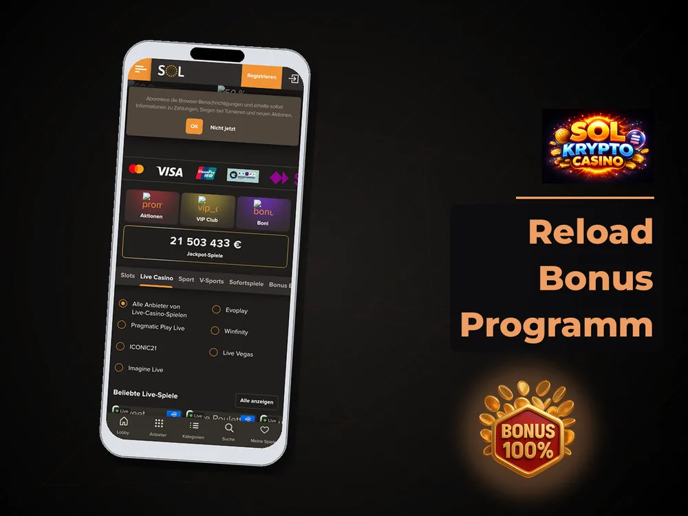 Sol Casino - Reload Bonus Programm