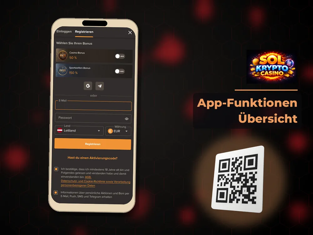 Sol Casino - App-Funktionen Übersicht
