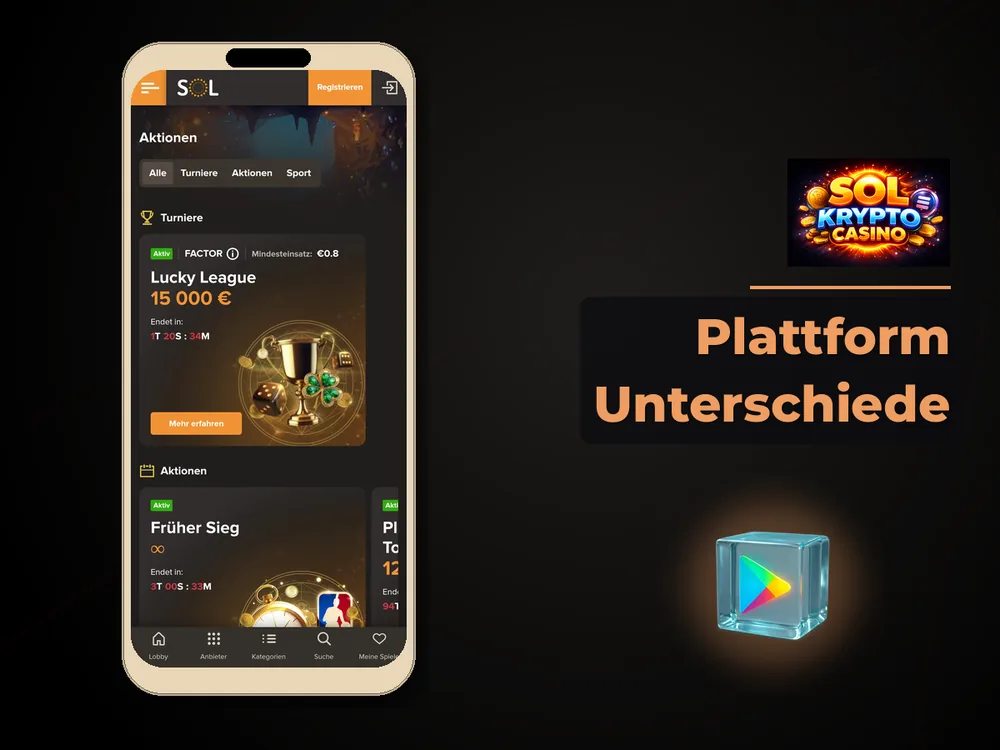 Sol Casino - Plattform Unterschiede