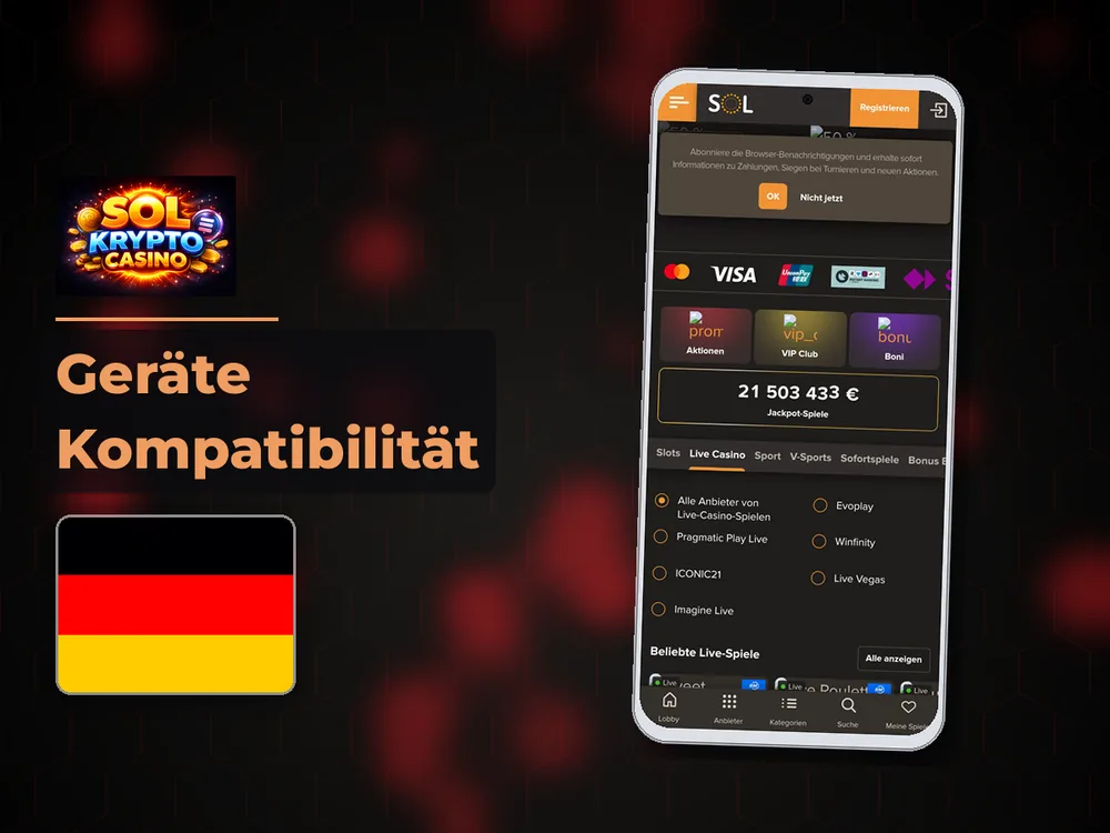 Sol Casino - Geräte Kompatibilität