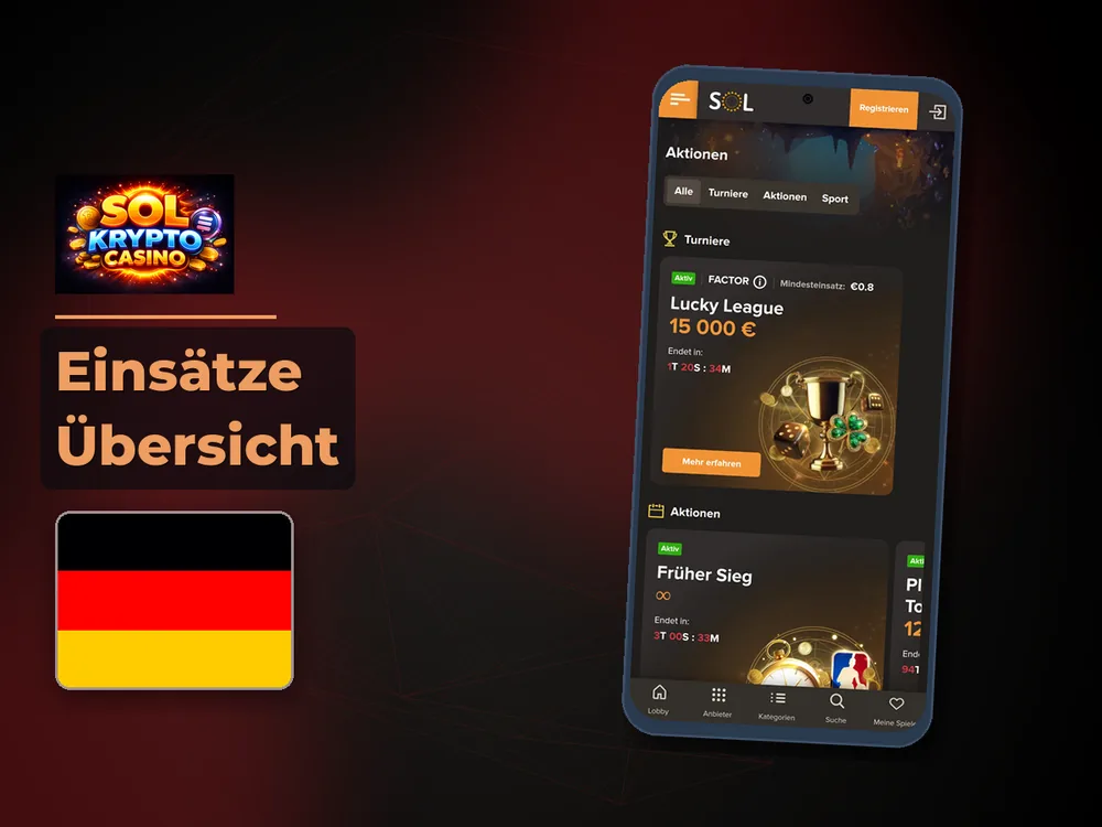 Sol Casino - Einsätze Übersicht