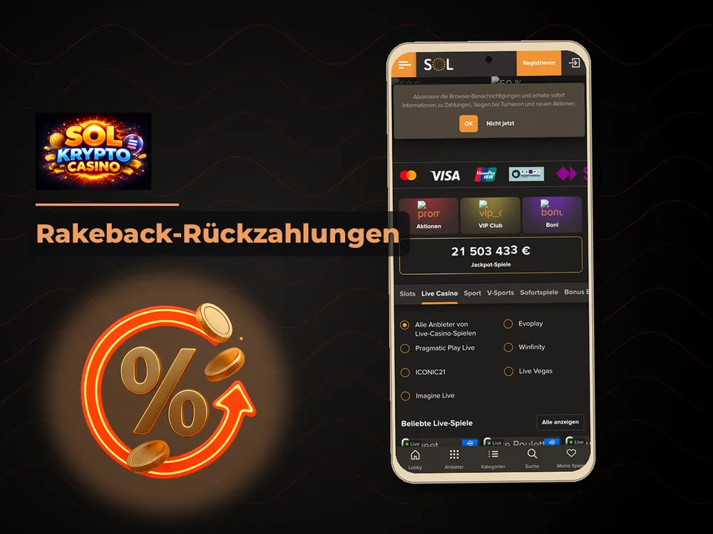 Sol Casino - Rakeback-Rückzahlungen