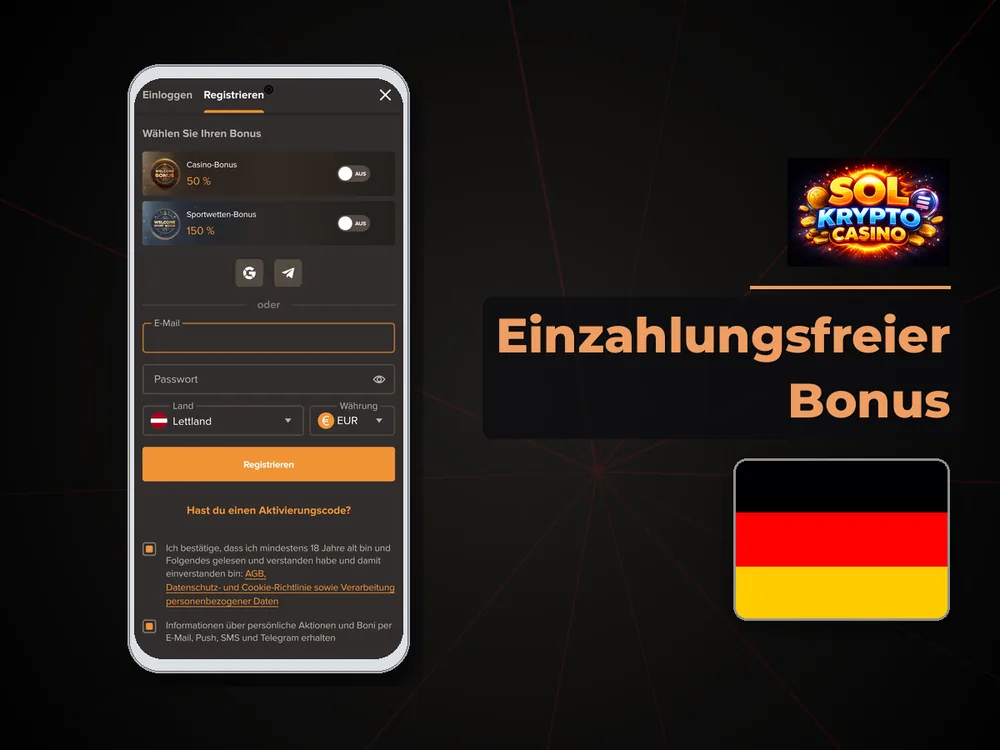 Sol Casino - Einzahlungsfreier Bonus
