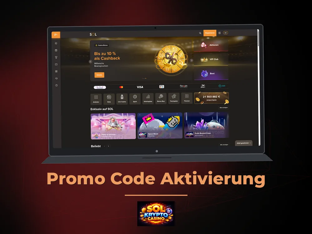 Sol Casino - Promo Code Aktivierung