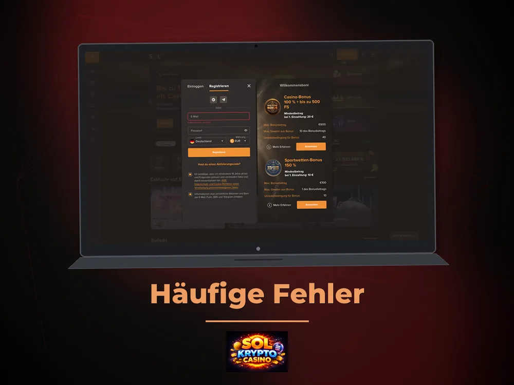 Sol Casino - Häufige Fehler
