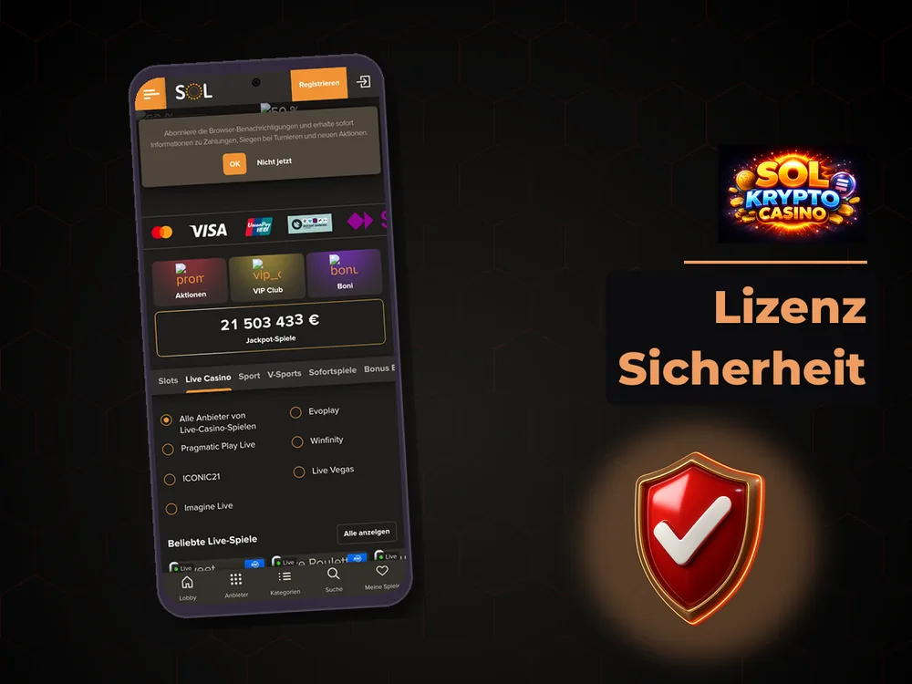 Sol Casino - Lizenz Sicherheit