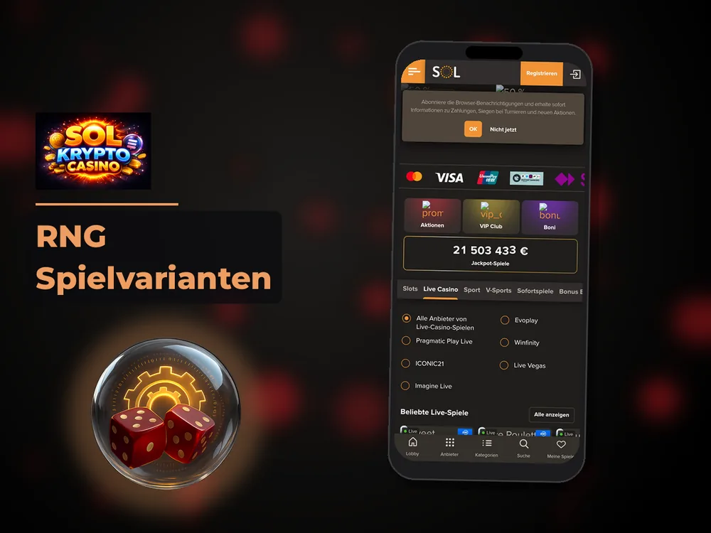 Sol Casino - RNG Spielvarianten