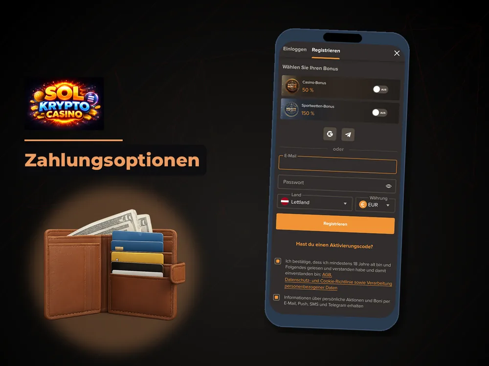 Sol Casino - Zahlungsoptionen