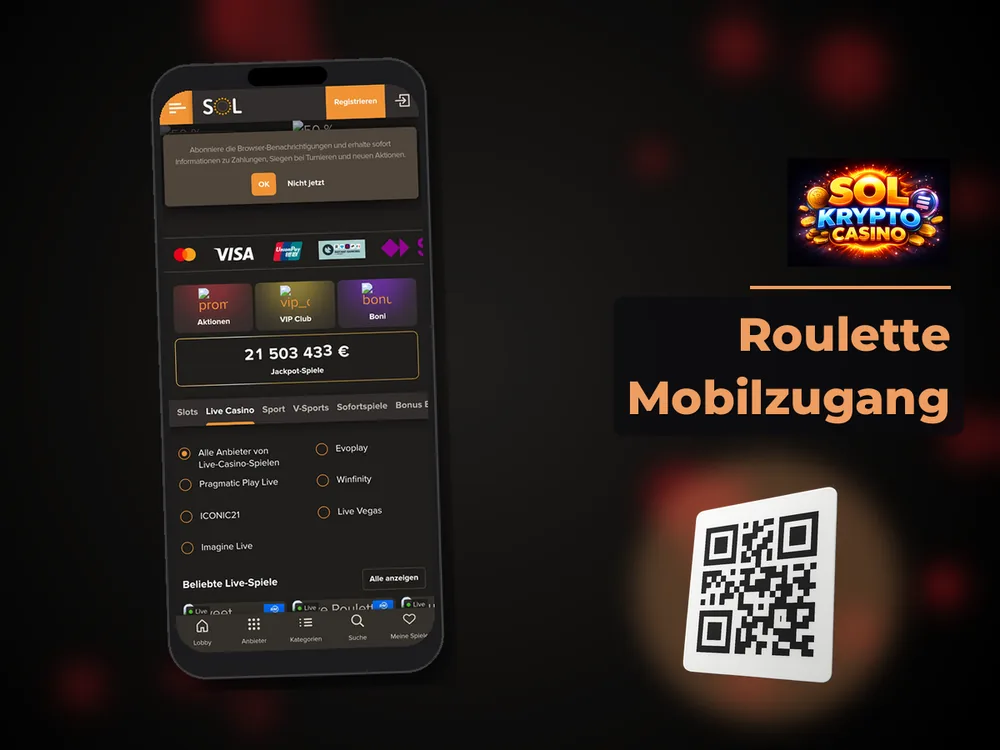 Sol Casino - Roulette Mobilzugang
