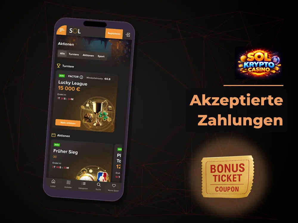 Sol Casino - Akzeptierte Zahlungen