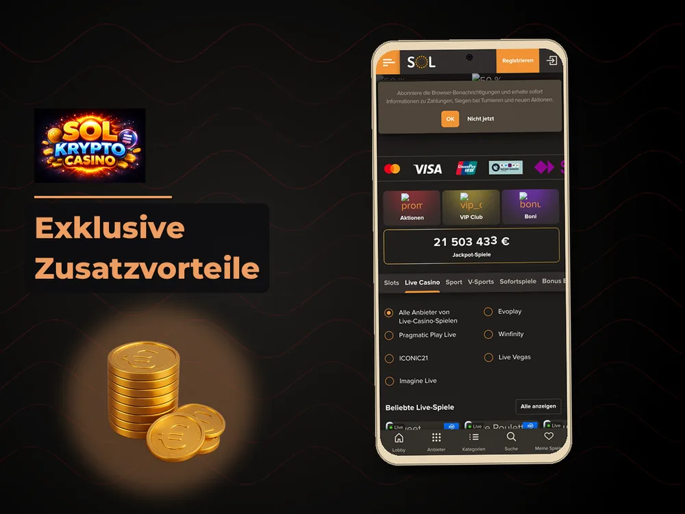 Sol Casino - Exklusive Zusatzvorteile