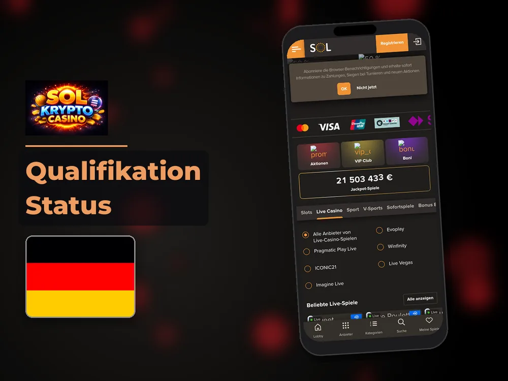 Sol Casino - Qualifikation Status