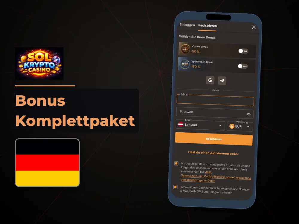 Sol Casino - Bonus Komplettpaket