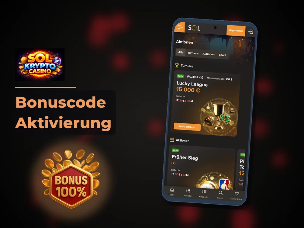 Sol Casino - Bonuscode Aktivierung