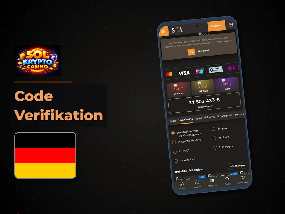 Sol Casino - Code Verifikation