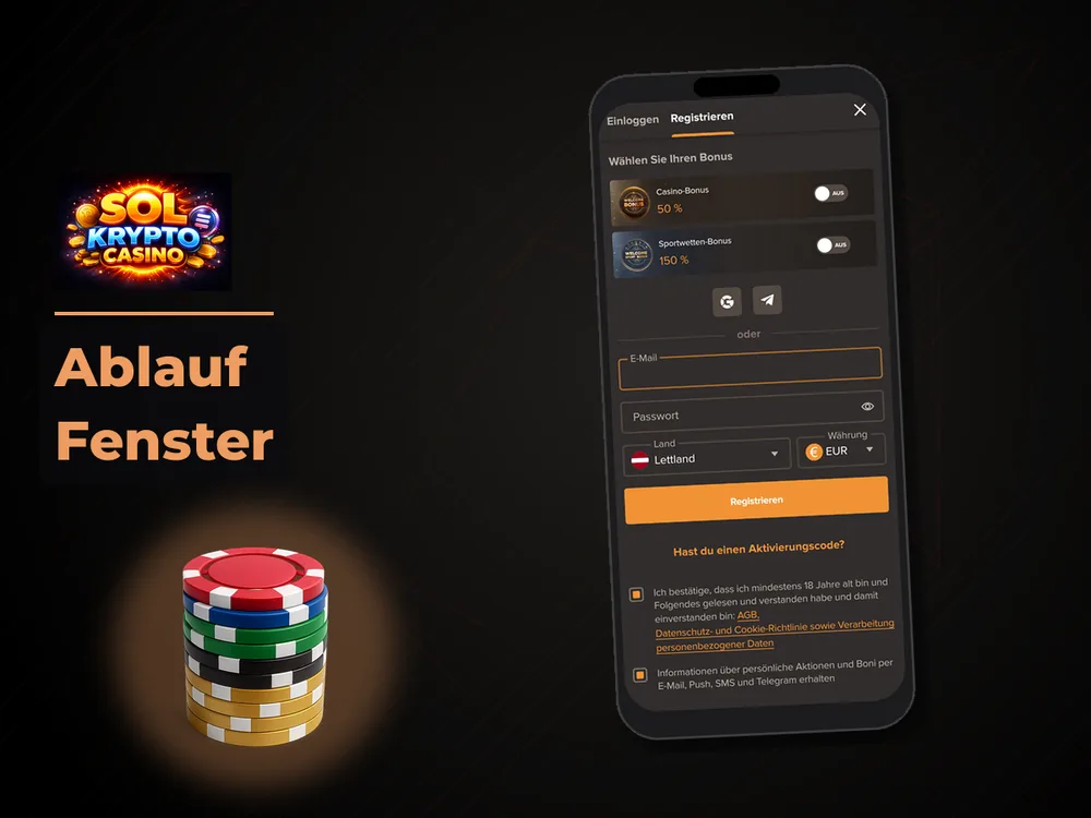 Sol Casino - Ablauf Fenster