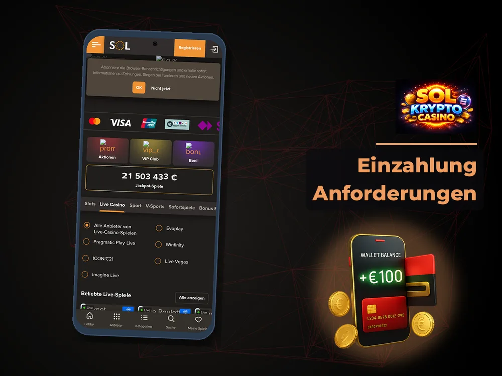 Sol Casino - Einzahlung Anforderungen