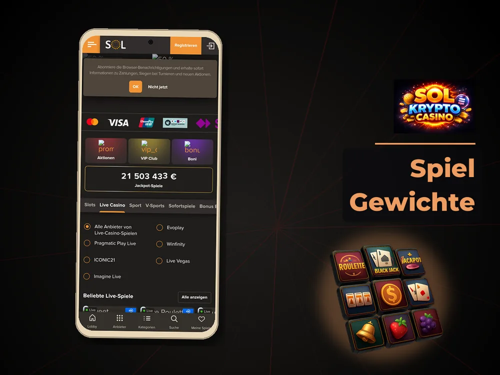 Sol Casino - Spiel Gewichte