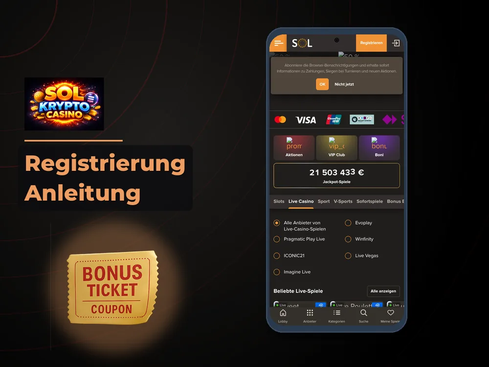 Sol Casino - Registrierung Anleitung
