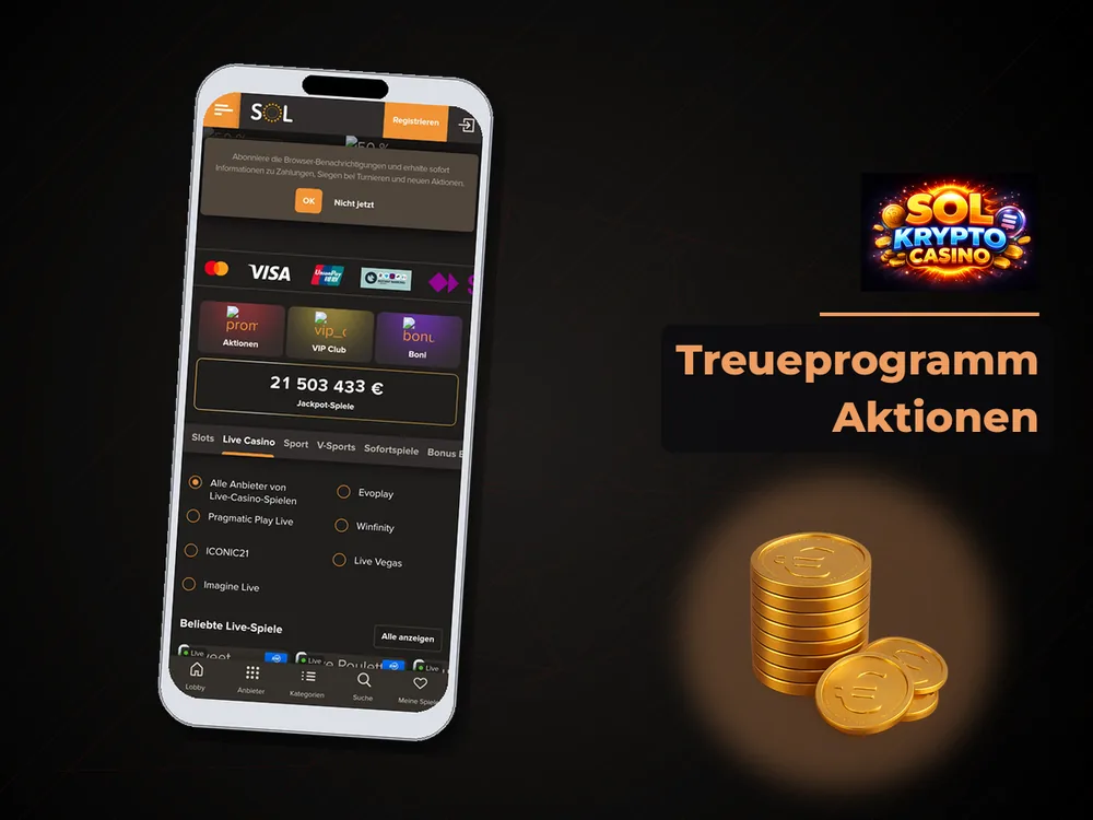 Sol Casino - Treueprogramm Aktionen