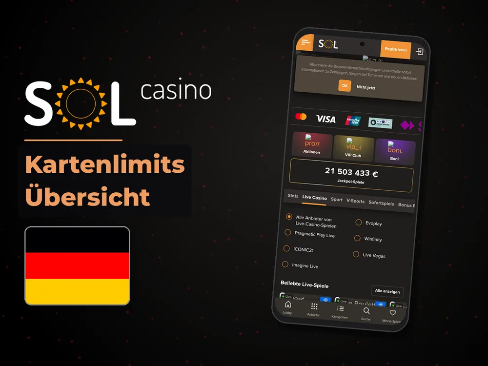 Sol Casino - Kartenlimits Übersicht