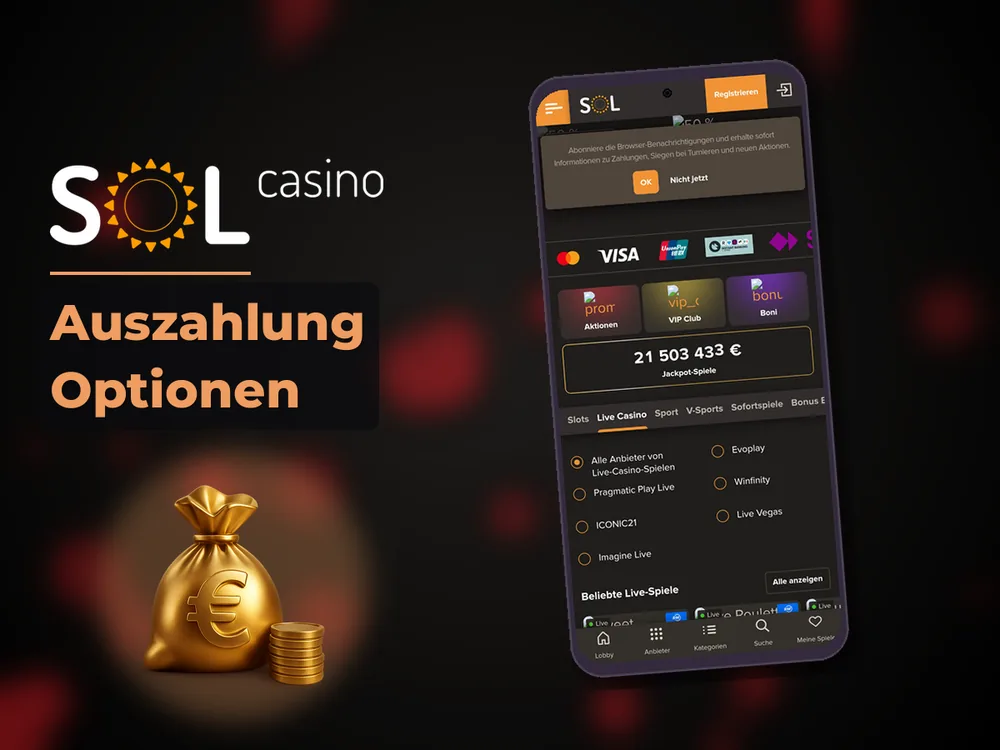 Sol Casino - Auszahlung Optionen