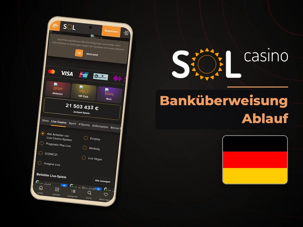 Sol Casino - Banküberweisung Ablauf