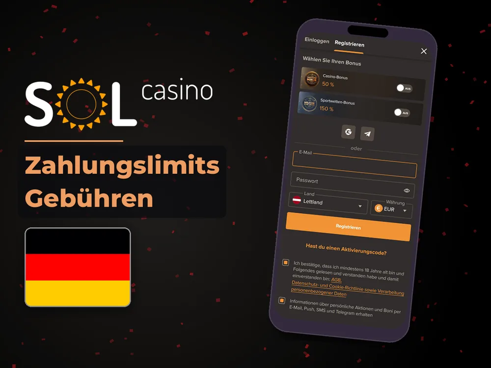 Sol Casino - Zahlungslimits Gebühren
