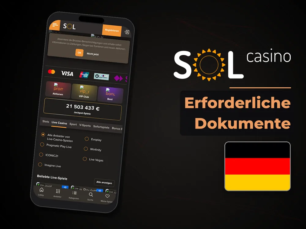 Sol Casino - Erforderliche Dokumente