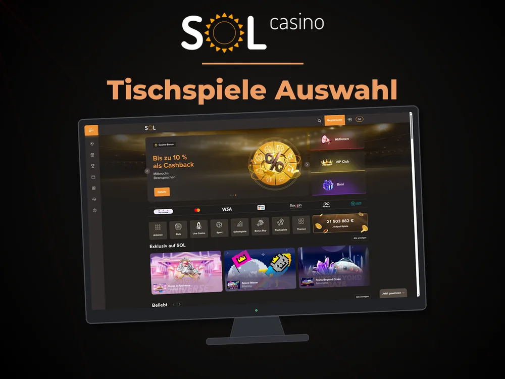 Sol Casino - Tischspiele Auswahl