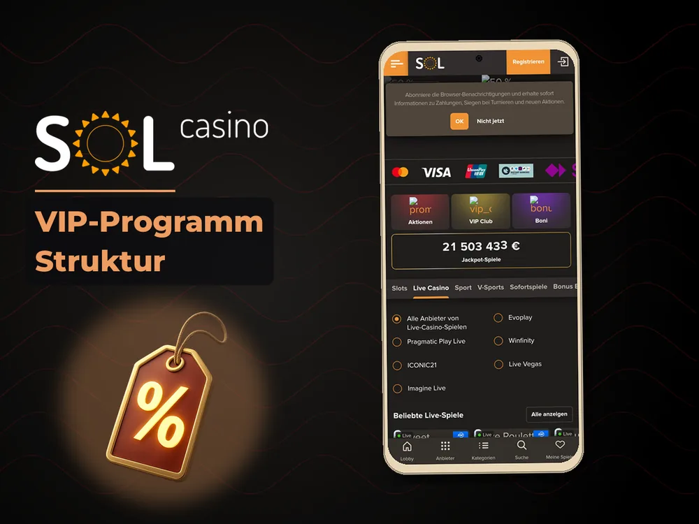 Sol Casino - VIP-Programm Struktur